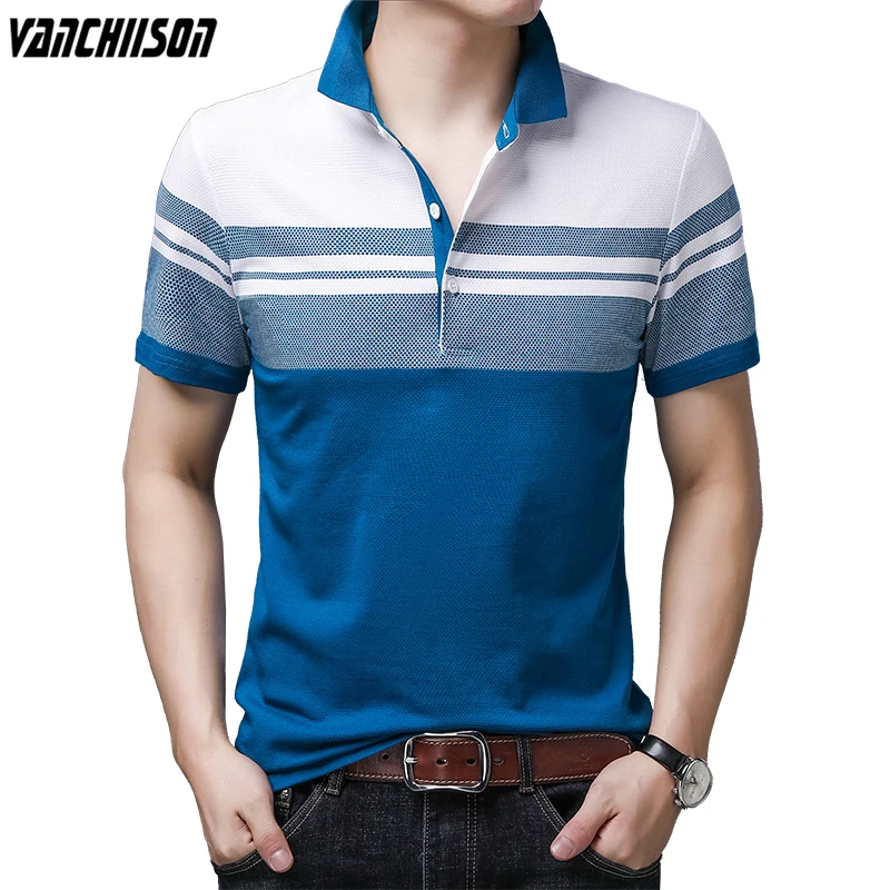 

Men Summer Clothing Fashion Short Sleeve 95% Cotton Tops Polo Shirt Stripes Male High Quality Turndown Collar 20642