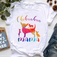 watercolor chihuahua mama graphic print tshirts womens clothing harajuku kawaii dog lover t shirt femme summer fashion t shirt