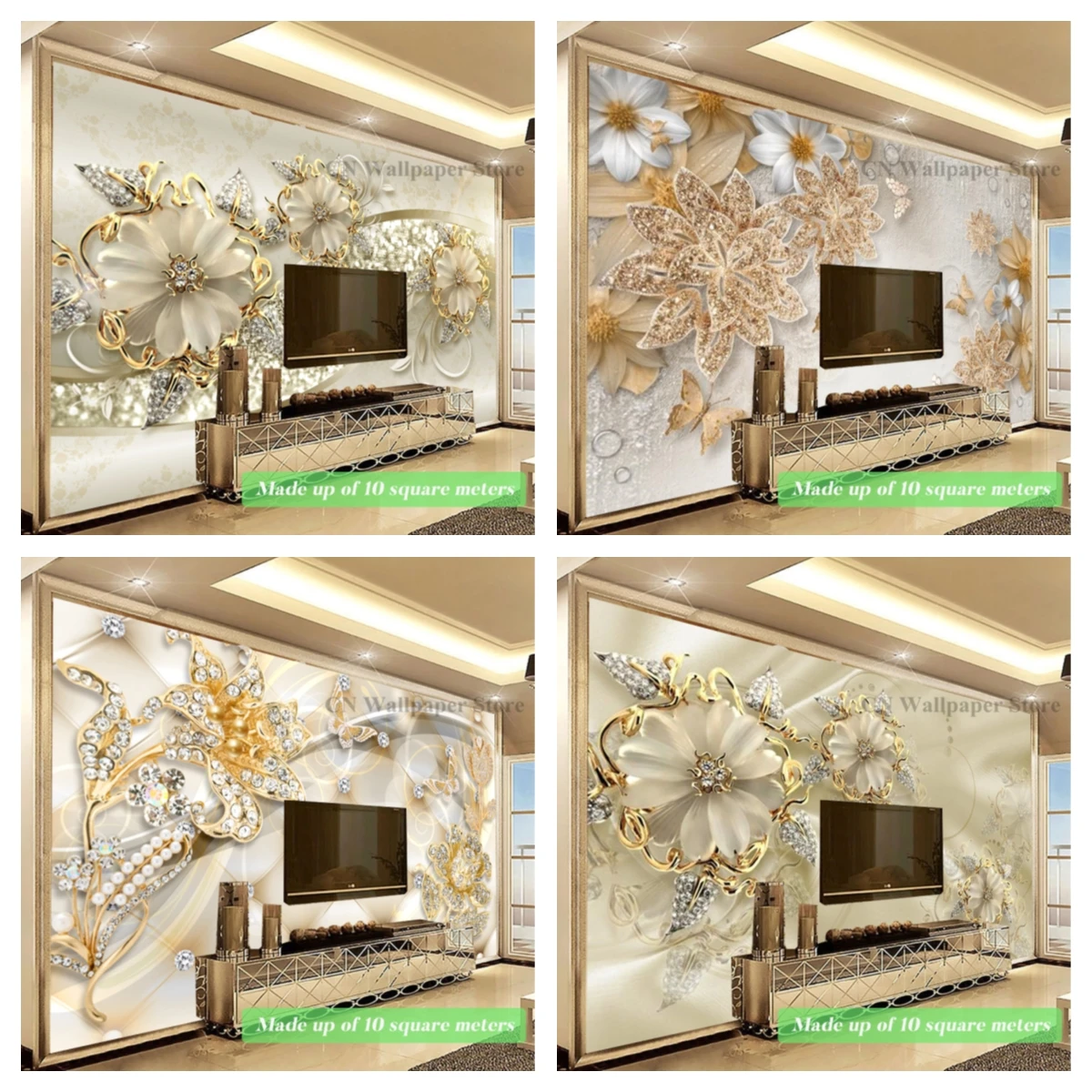 

Роскошная настенная бумага с цветами на заказ, большая Настенная картина для гостиной, настенная бумага для телевизора, дивана, спальни, каб...