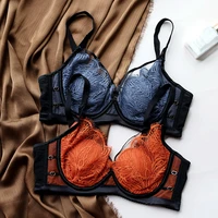 ultra thin crystal cup lace underwear sexy big breasts show small support lingerie set soft steel ring adjustable bralette
