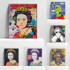 Абстрактная английская королева, холст, печатные плакаты, граффити, поп-арт, холст, живопись, настенная живопись для гостиной, домашний декор, квадраты