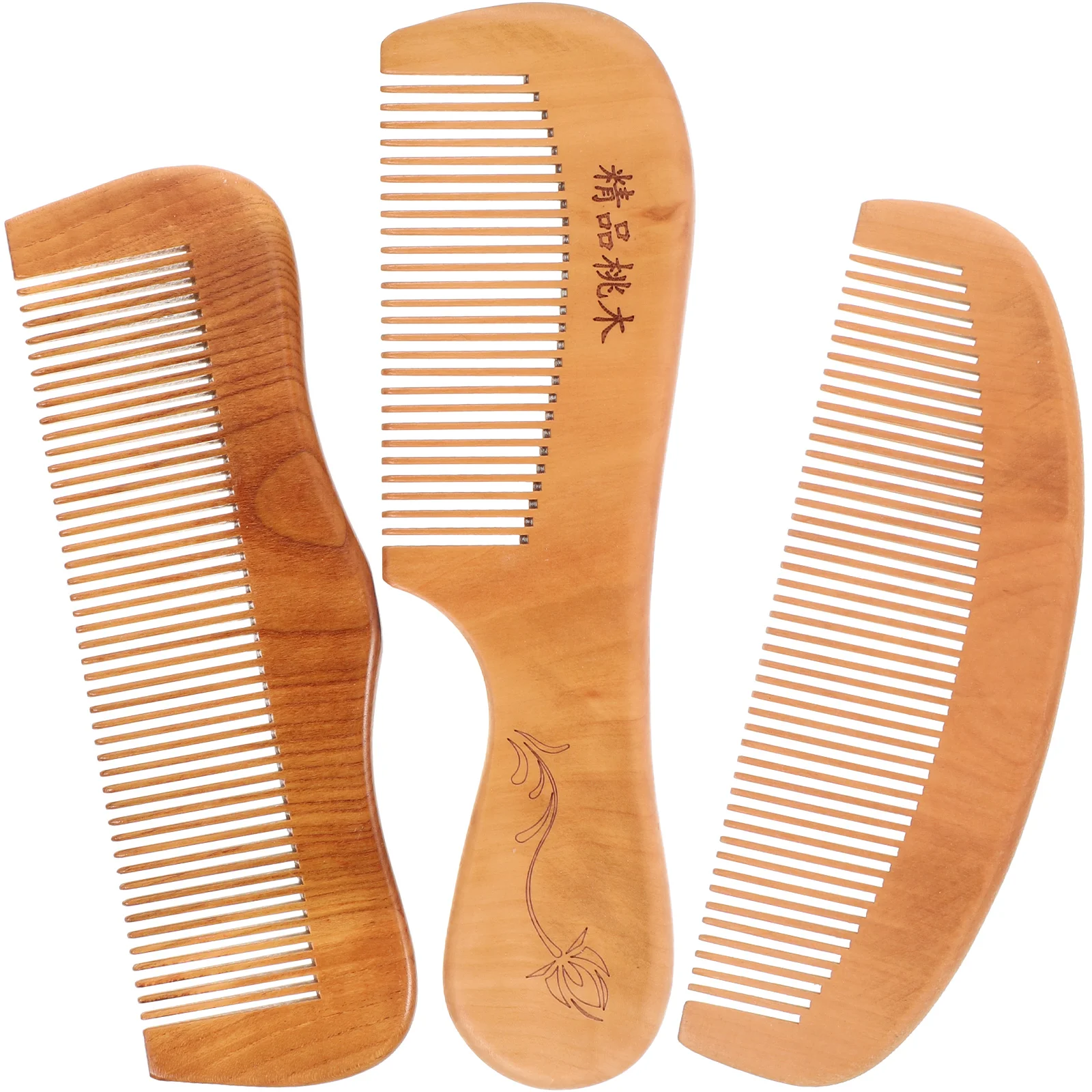 

3Pcs Wooden Hair Comb Set Anti- static Hair Combs Wood Detangling Comb Comb Set Hair Comb with Handle Hair Styling Accessories