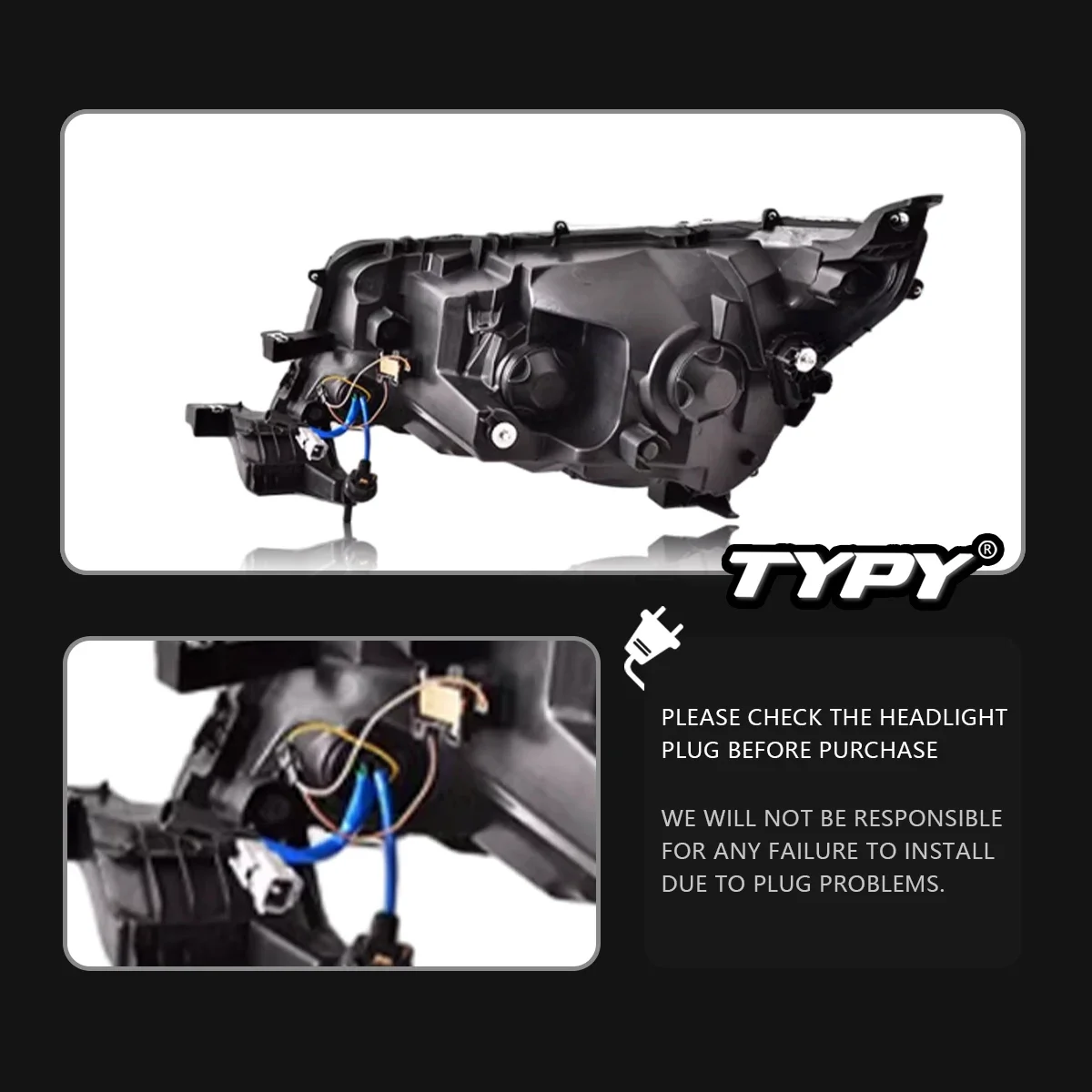 Автомобильные фары TYPY для Toyota Hiace 2019-2022 светодиодный автомобильные лампы дневные