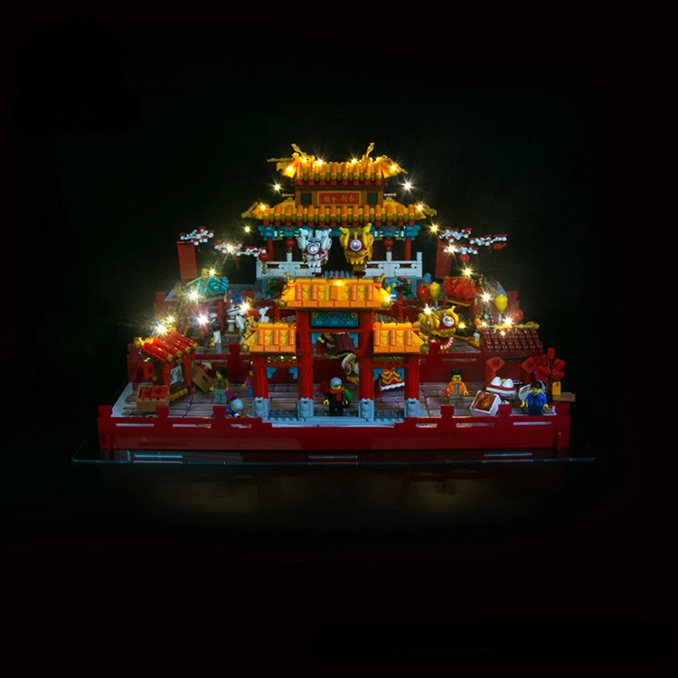 Без строительных блоков лампа освещение для танца льва 80104 китайский новый год