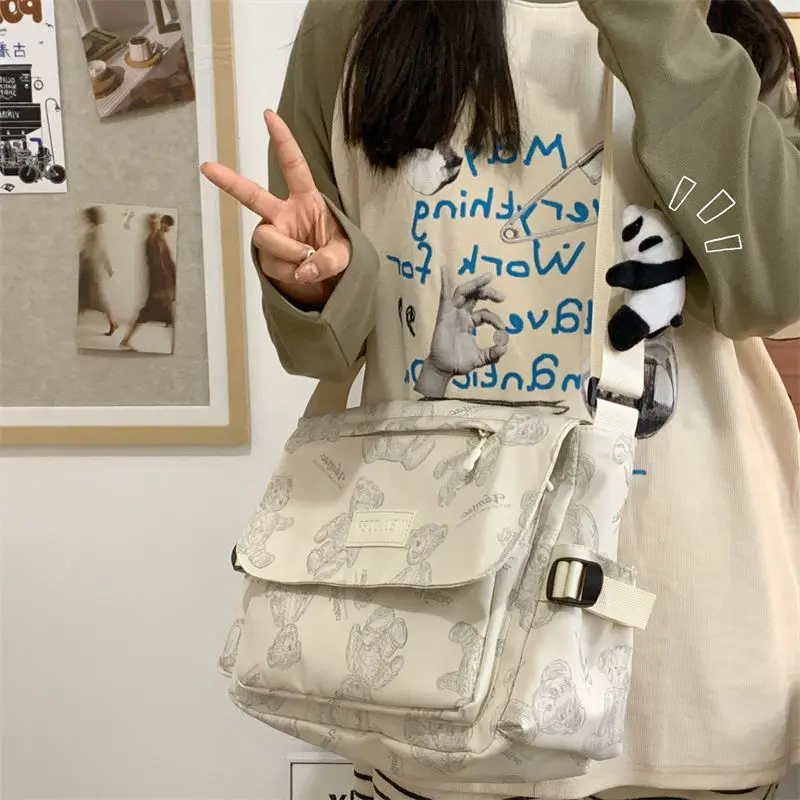 Ретро плюшевый мишка милая сумка через плечо для девочек в студенческом стиле