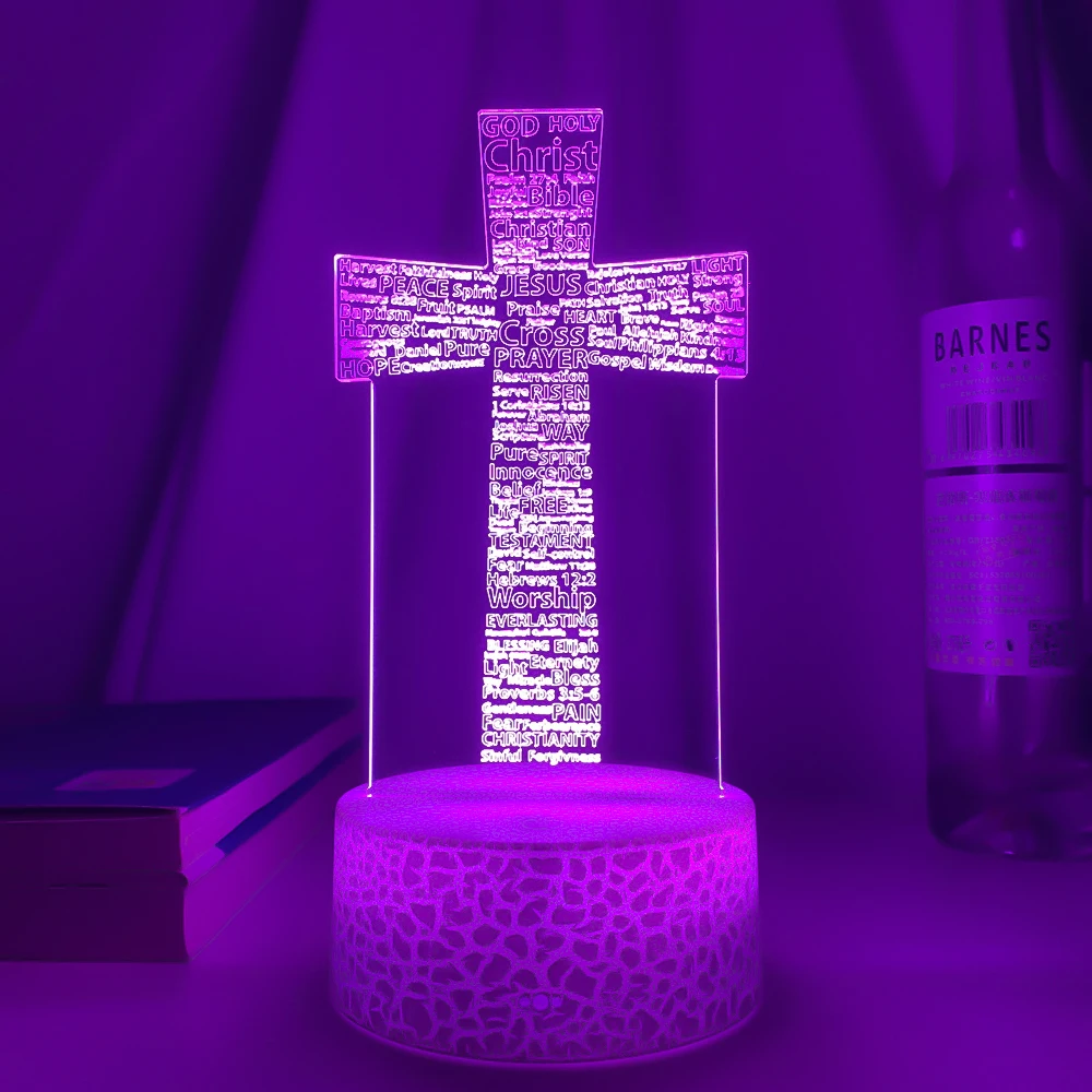 

Кроватная Библия, Псалом, поэма, христианский крест, светодиодный ночсветильник для фото, подарок для христиан, спальня, настольная лампа, К...