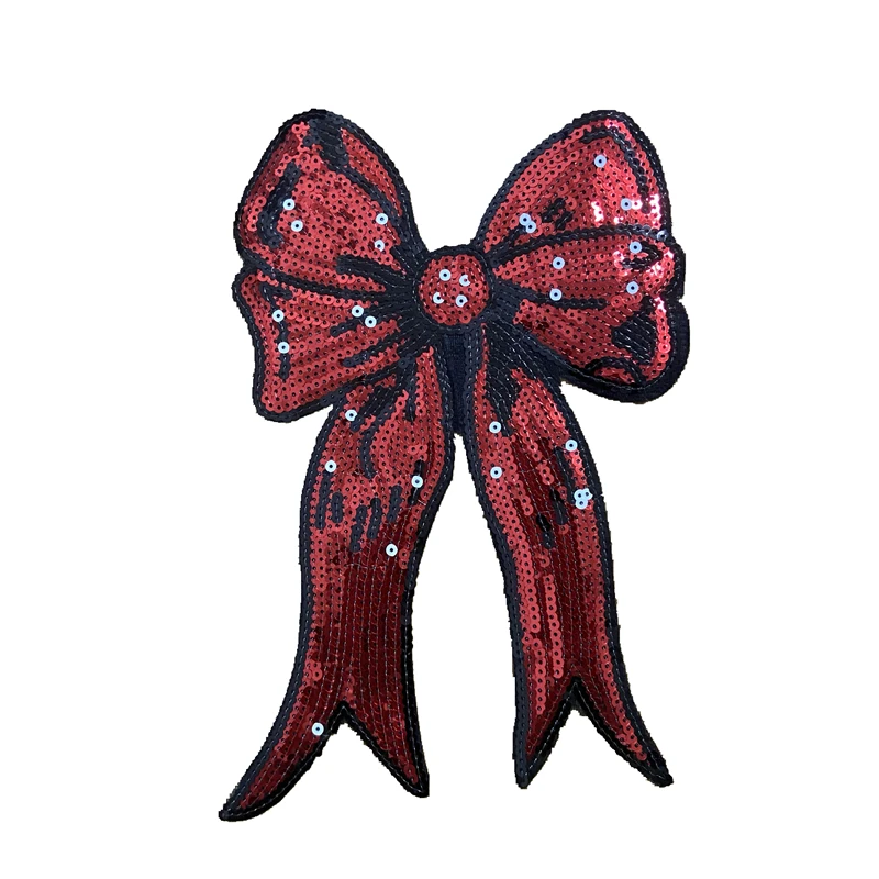 

2020 New Red Sequins Bow patches Iron on Bownot Patch for Clothes 15pcs