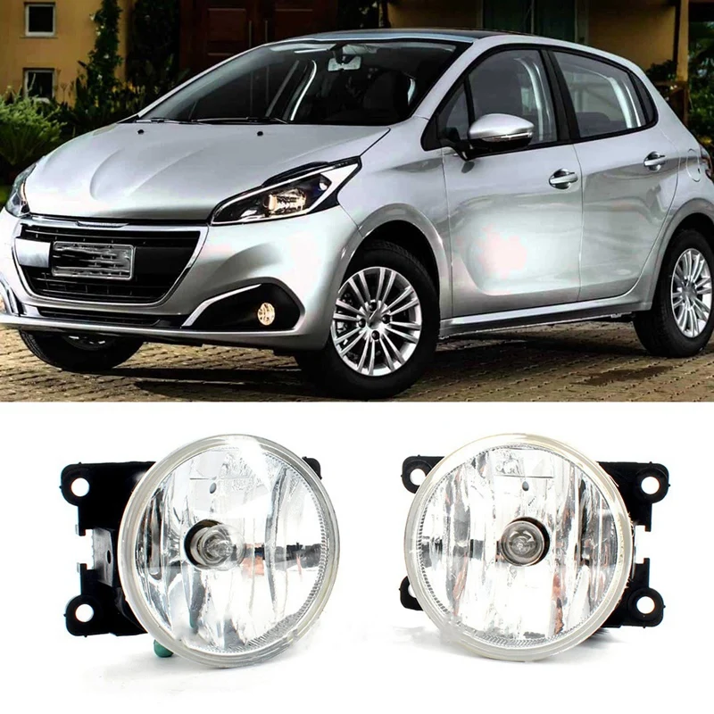 

1Pair Car Front Bumper Fog Lights Driving Lamp With Bulb 9675450980 For Peugeot 208 2012-2019 Accessories