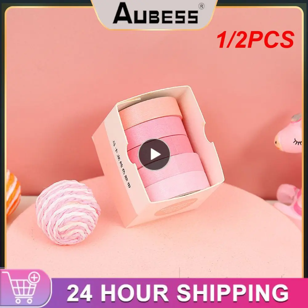 

1/2PCS 5Rolls/box Solid Color Washi Set Decorative Masking Cute Scrapbooking Adhesive School Stationery Supplies