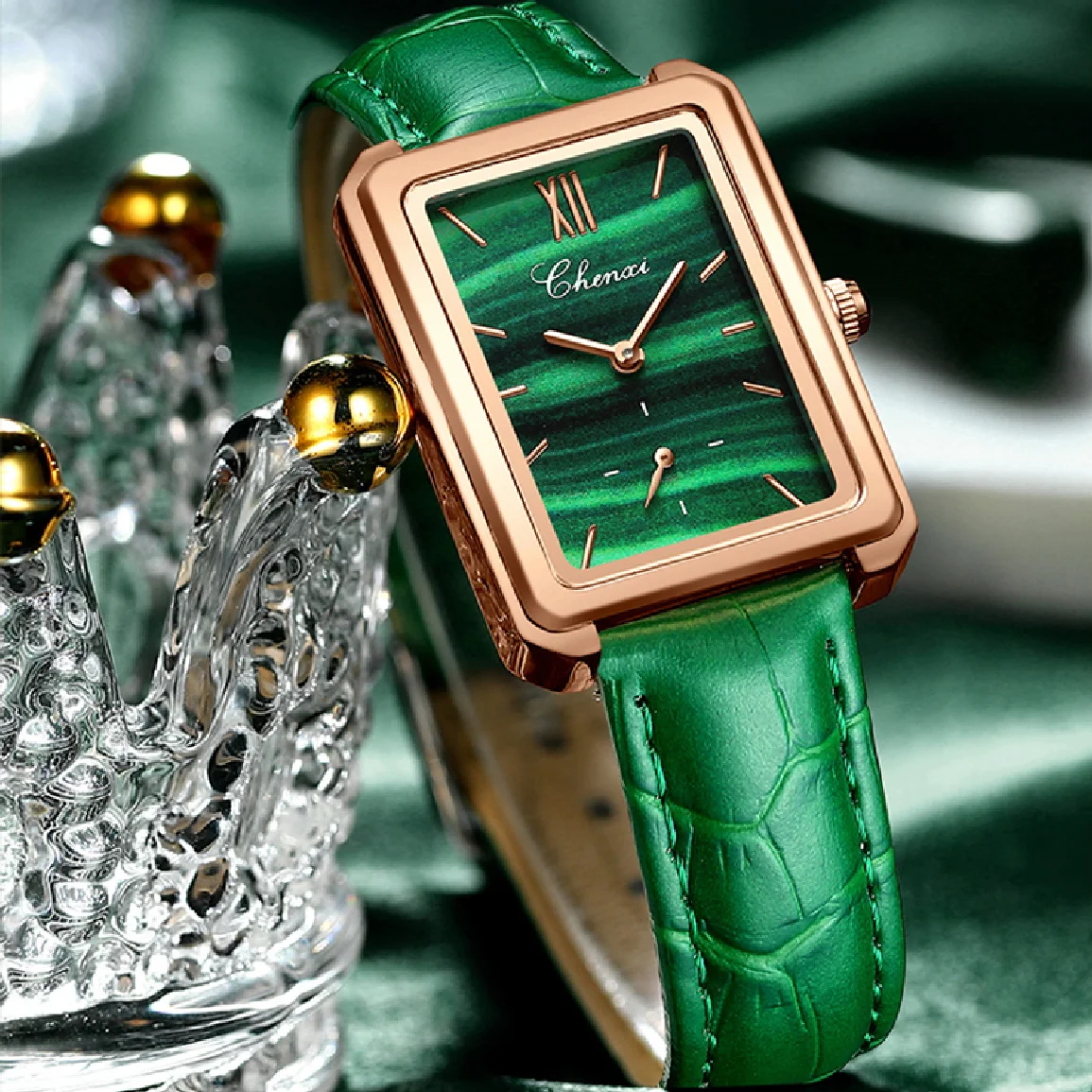 CHENXI Fashion Malachite Green Women Bracelet Watch Top Luxury Brand Quartz Ladies Dress Watches Waterproof relogio feminino