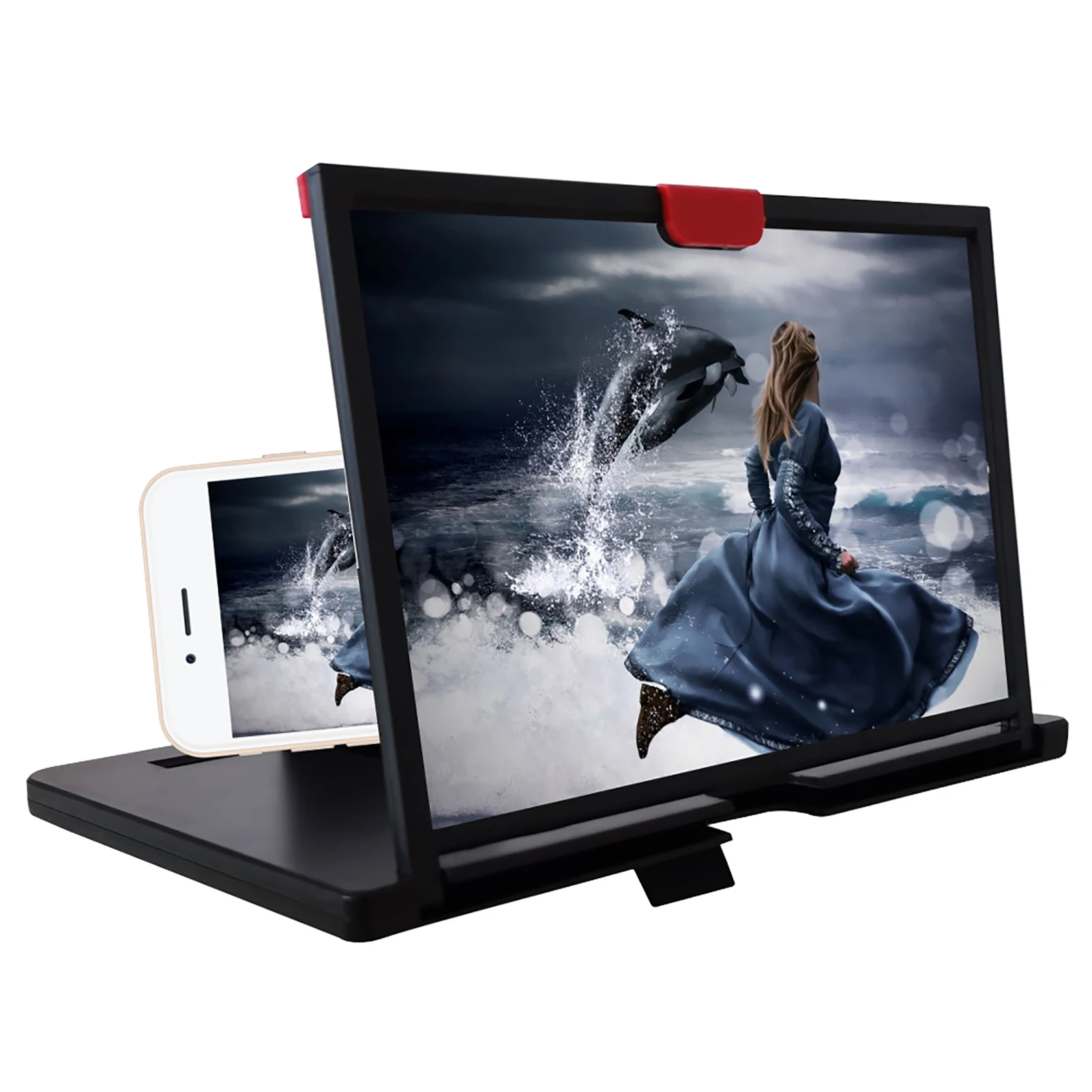 

12-дюймовый увеличительный кронштейн, мобильный телефон, держатель для видеоусилителя, складной проектор, портативный 3D HD, для игр в фильмы