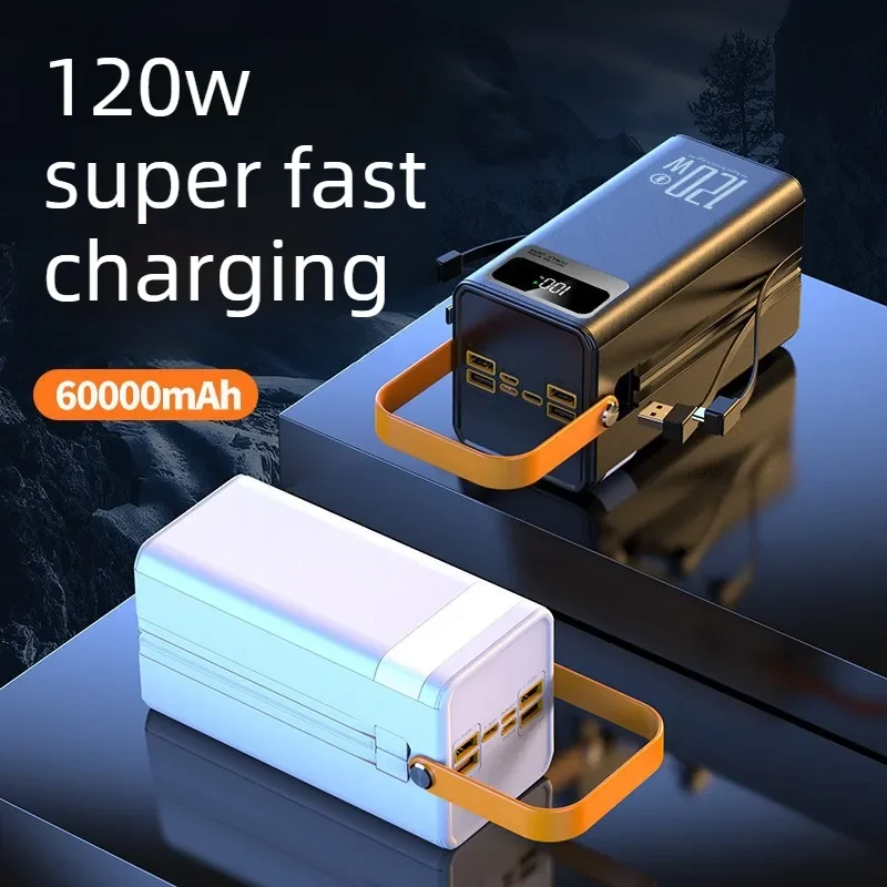 Фото Портативное зарядное устройство (Power Bank) 120 Вт с быстрой зарядкой, 60000 мАч, высокая емкость, для кемпинга, прямых трансляций и экстренных ситуаций №4