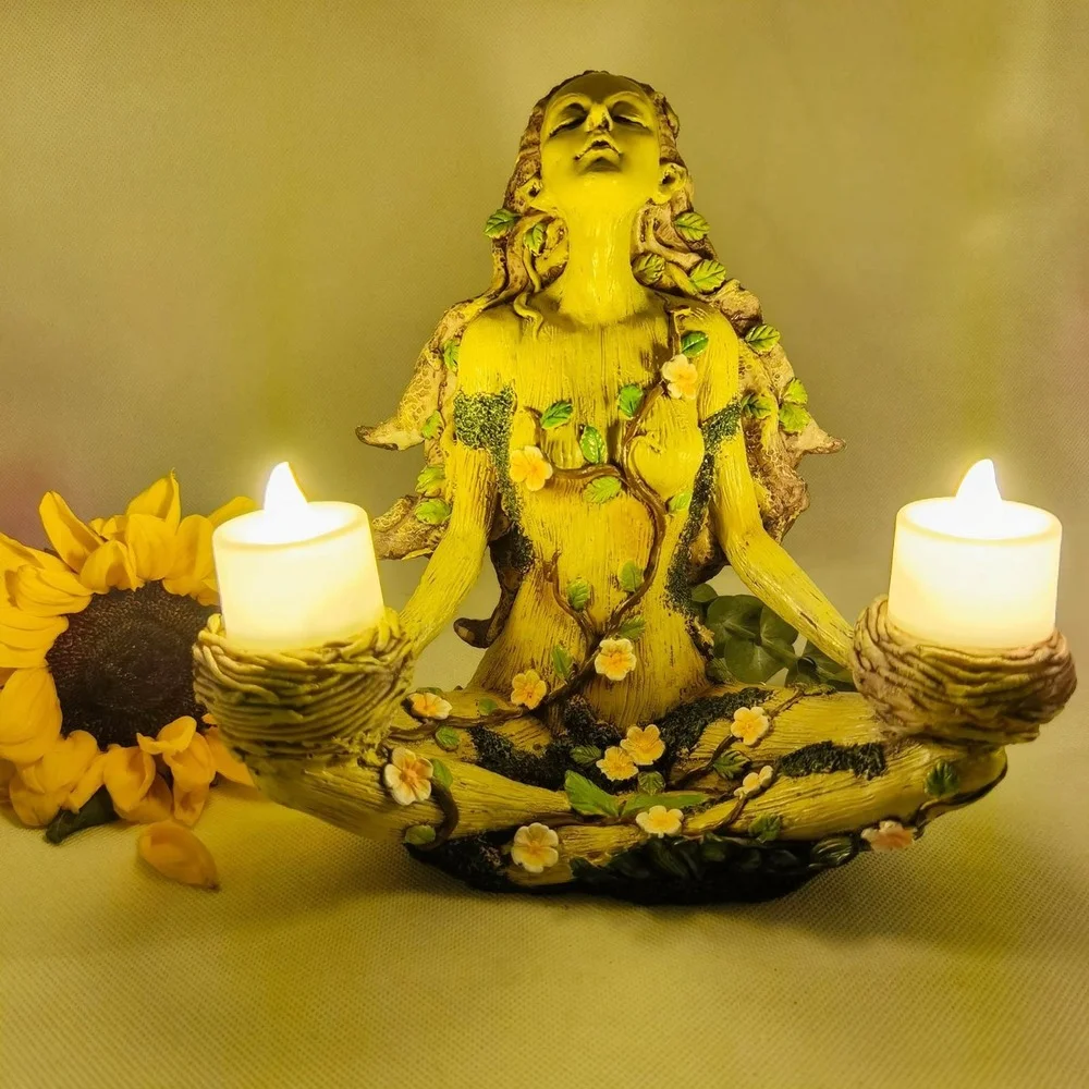 

Forest Protector Balance Of Nature Candle Holder Resin Goddess Female Candlestick Ornament Figurine Statue Home Decoration Gifts