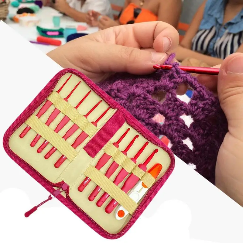 Zestaw haczyków do szydełkowania z etui igieł dziewiarskich 9-miarowa przędza Ergonomiczny uchwyt Antypoślizgowy Ręczna dziewiarska sztuka