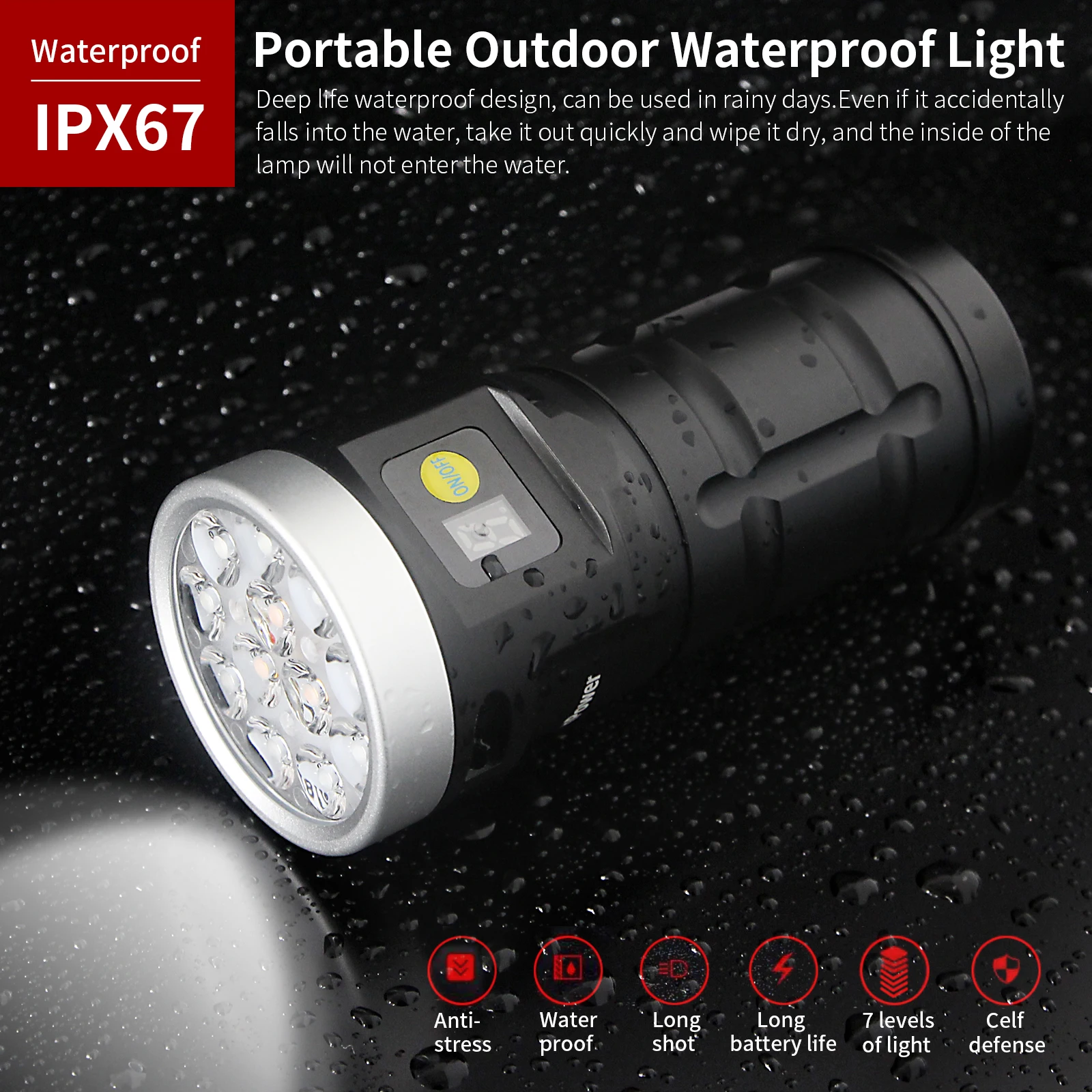 Letonpower rechargeable flashlight strong  Flashlight Portab