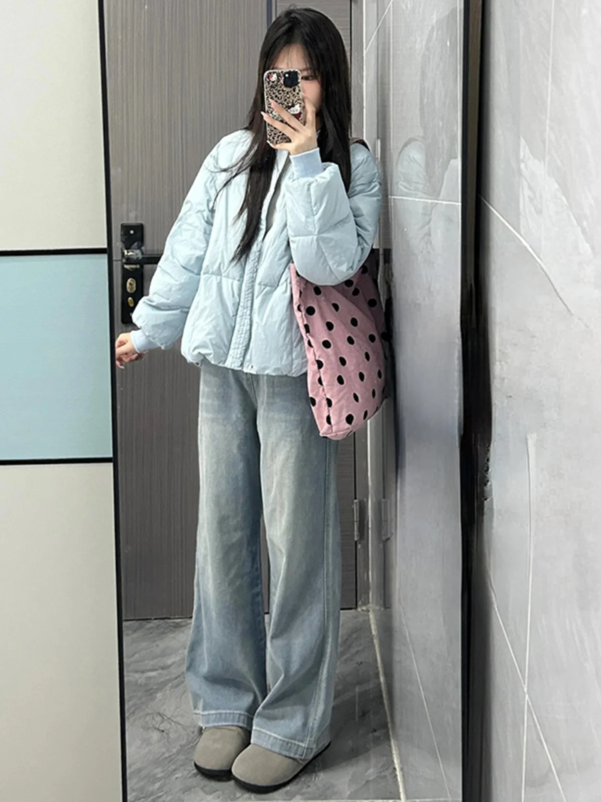 Пуховик корейской серии больших размеров с бейсбольным воротником одежда на