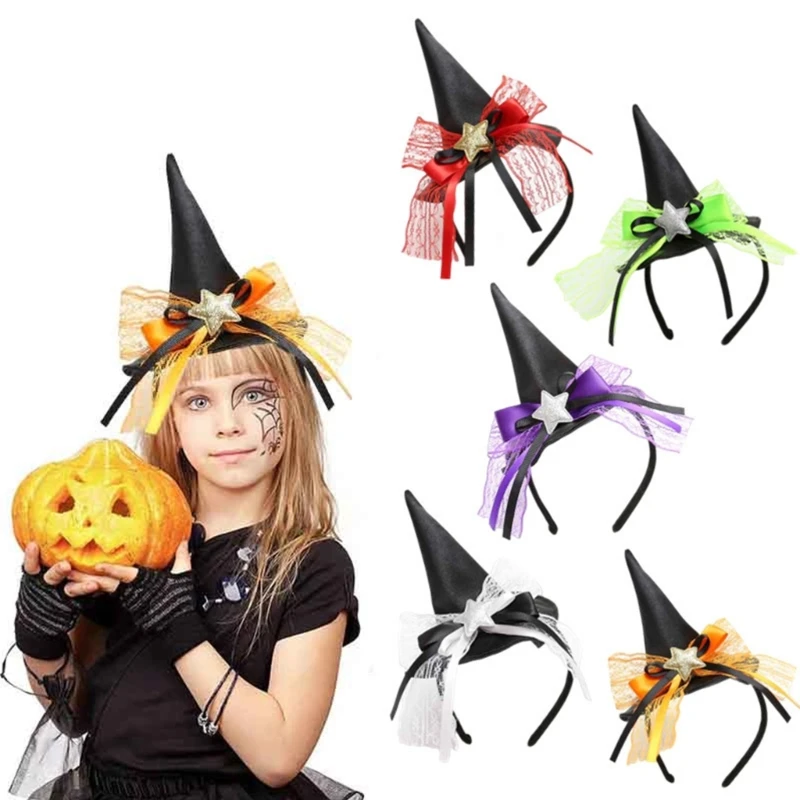 

Red Lace Headband Wizard Hat Cosplay Accessories Black Witch Hat Headdress