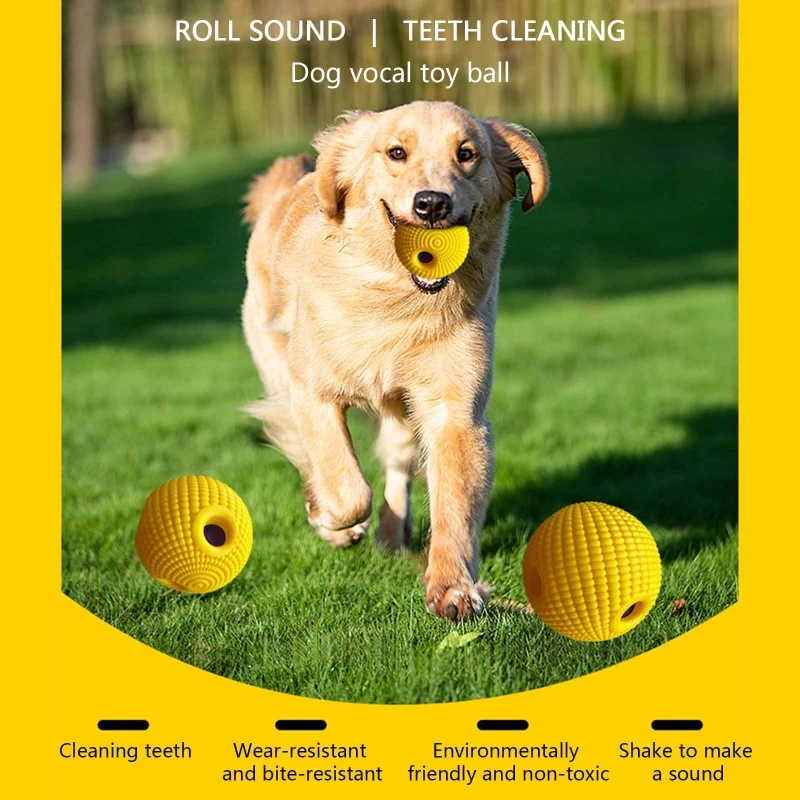 

Dog Squeak Toys for Small Dogs Bright Yellow Durable Vinyl Ball Interactive Dog Chew Toy for Fetch and Retrieve Training