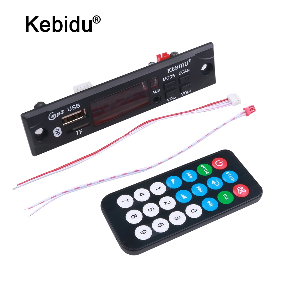 

kebidu 5V 12V MP3 WMA Decoder Board Wireless Bluetooth Car Audio USB TF FM Radio Module with Remote Control For Car accessories