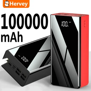 100000mAh Power Bank For Xiaomi Huawei iPhone Samsung Powerbank USB PoverBank Portable Charger Exter