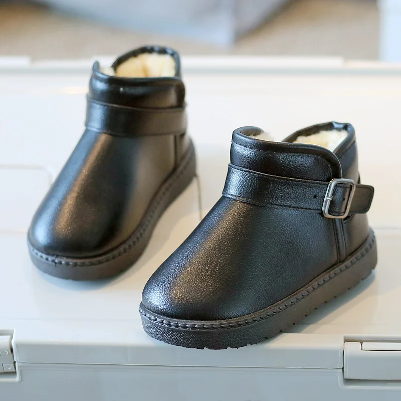 

Детские зимние ботинки для девочек, зимние ботинки для мальчиков, хлопковые ботинки, классические модные детские теплые плюшевые ботильоны с пряжкой, размеры 21-38