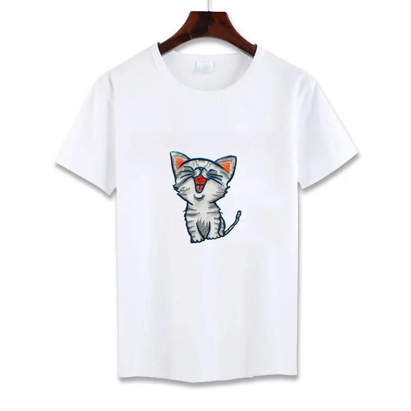 

Women's T Shirts Handmade Paste Cute Cat T-shirts for Women Modal Elastic Skinny T shirt Short Sleeve Tees Woman