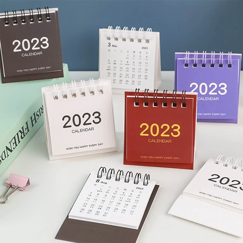 

Cute 2023 Standing Flip Monthly Calendar Solid Portable for Home School Office