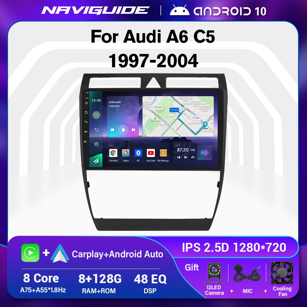 

NAVIGUIDE Autoradio Car Radio For Audi A6 C5 1997-2004 S6 2 1999-2004 RS6 1 2002-2006 2din Multimedia Video GPS Navi Android 10