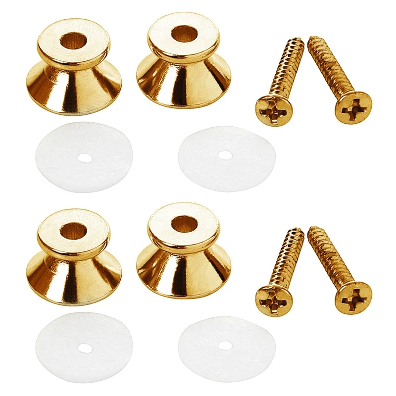 

4 X Electric Acoustic Guitar Bass Strap Button Screw Lock Pins Pegs Pads Golden