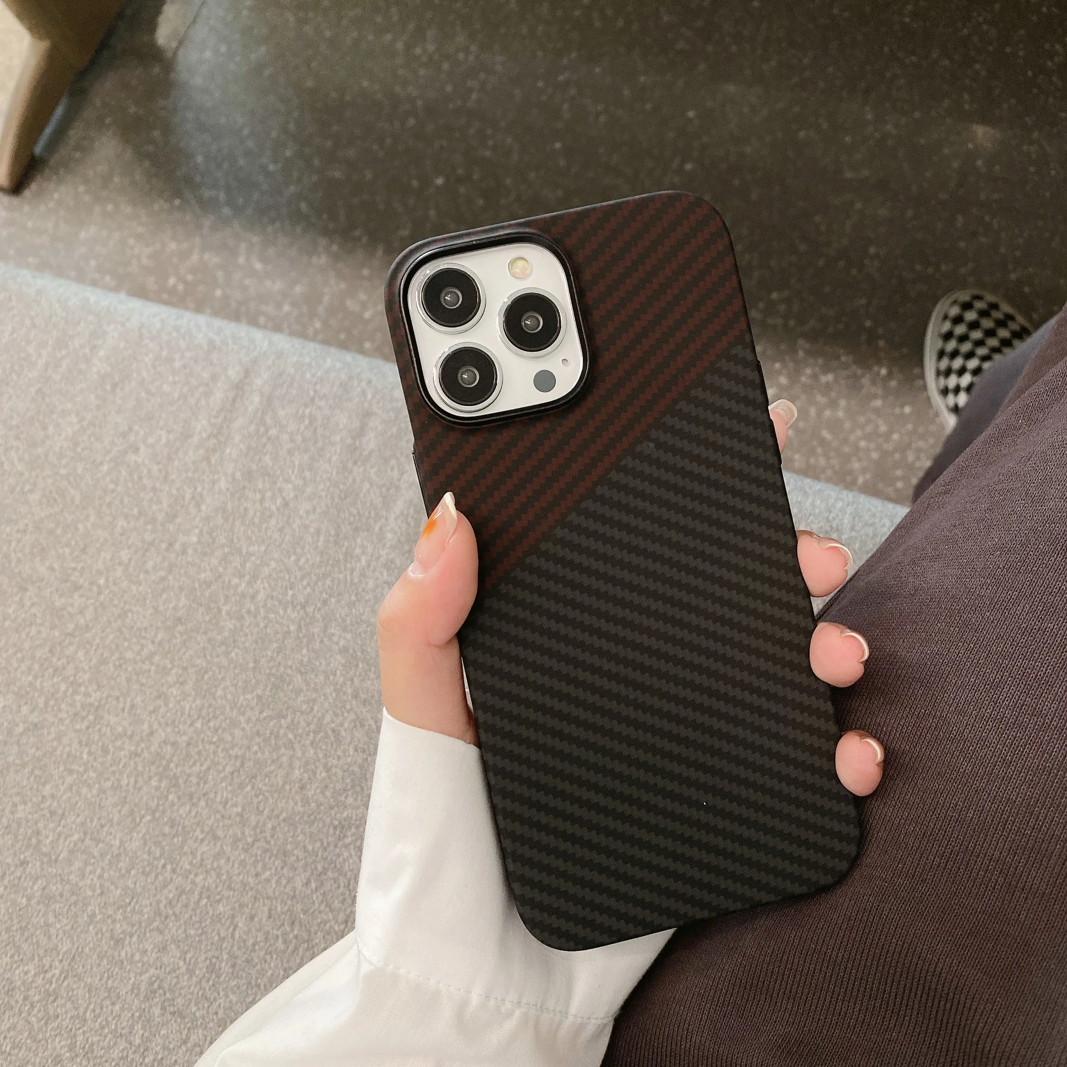 

Carbon Fiber Texture protection for iPhone 12 13 Pro Max 11 14Pro Max 14Plus phone case shockproof hard PC plastic back cover