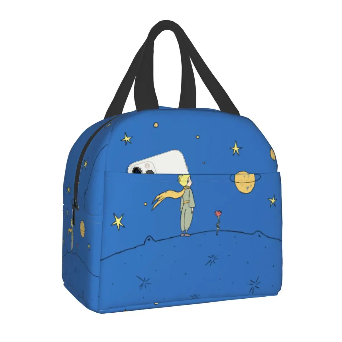Classic Fiction The Little Prince Insulated Lunch Bag for School Office Food Waterproof Cooler Thermal Lunch Box Women Children
