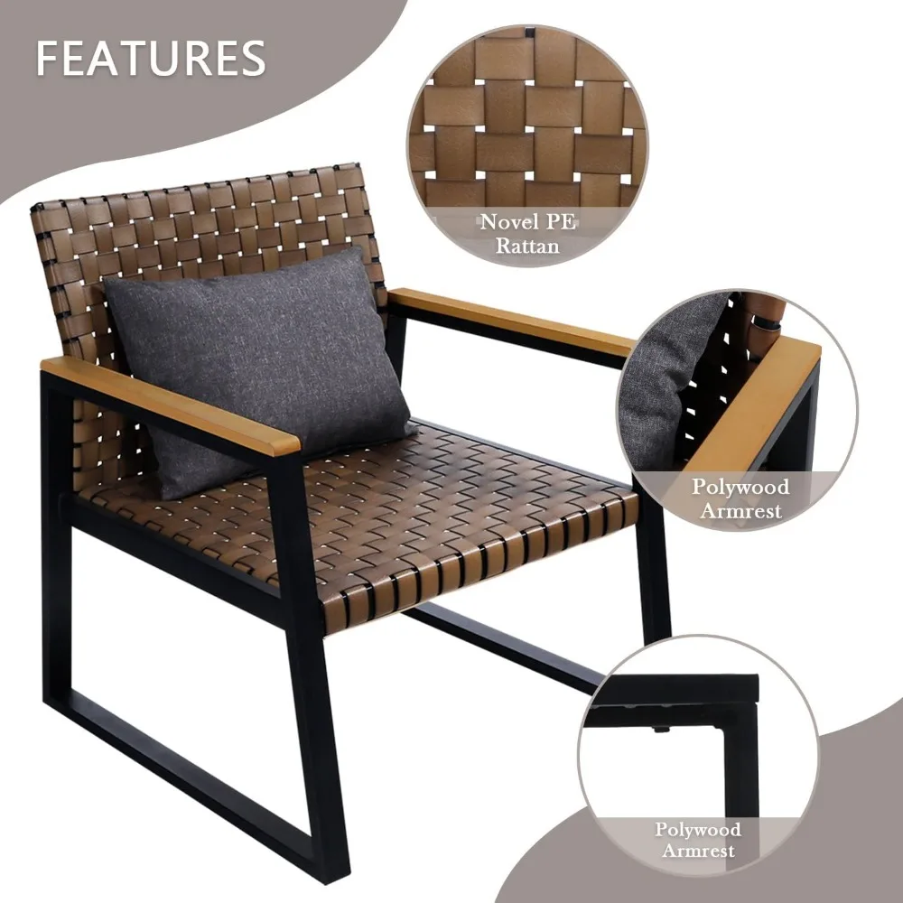 ENSTVER Набор для бесед из 3 плетеных мебели патио двухместный диван на открытом