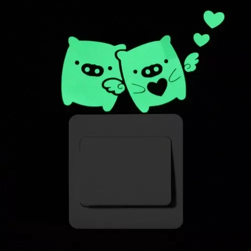 

Luminous Cartoon Switch Sticker Glow in the Dark Cat Sticker Fluorescent Fairy Moon Stars Sticker Kid Room Decoration Home Decor