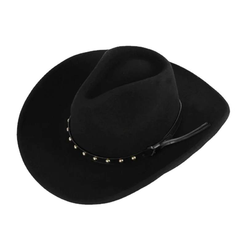 Cowboy Hat For men Pure Wool Felt Cowboyhoed Horsemanship Western Country Accessories Women Cowgirl Hats Rivet Leather Cord
