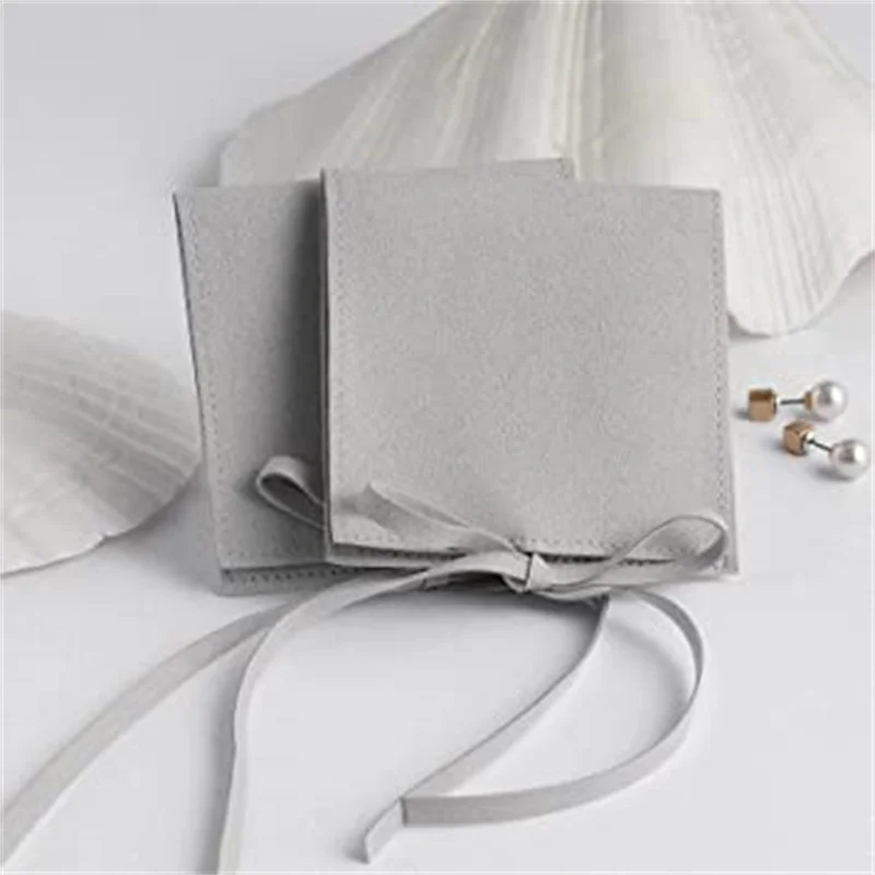 

SheepSew Jewelry Pouch 20pcs 8x8cm Luxury Microfiber Jewelry Packaging Bag Gift Envelope Style with Strings & Divider