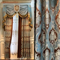 european curtains for living dining room bedroom luxury curtains blue jacquard chenille curtains villa curtains french window