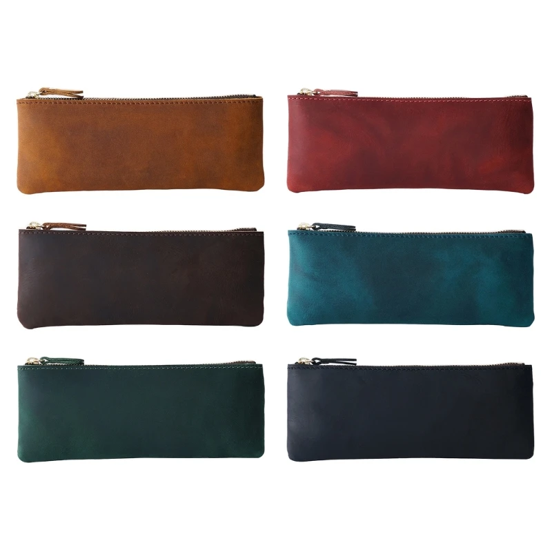 

OFBK Small Zipper Pouch Leather Pen Pencil Bag for Markers-Makeups Change Coins