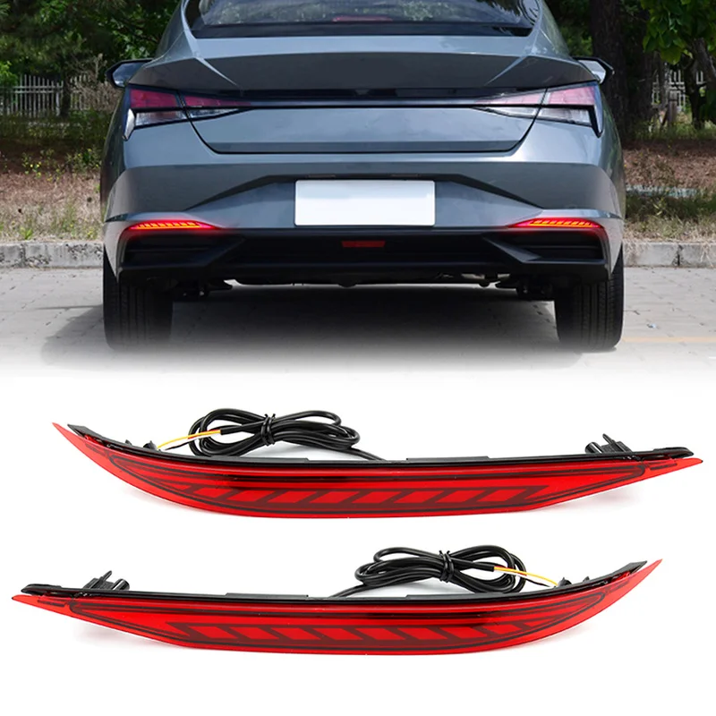 

2pc Car Led Rear Bumper Light For Hyundai Elantra 2021 Reflector Reverse Taillight Auto Driving Brake Turn Signal Lamp 12V