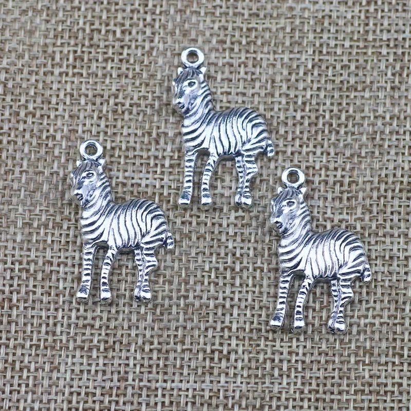 

10 Pieces 20*31mm Mixed Alloy Antique Silver Color Zebra Charms Vintage Pendant Accessory For DIY Jewelry Making