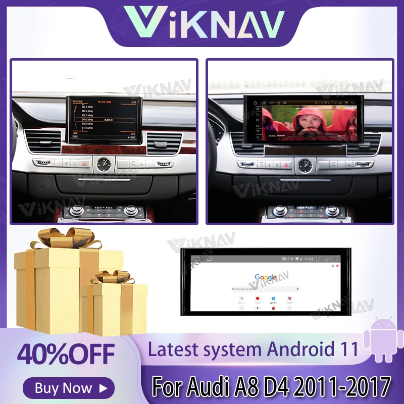 

Автомагнитола на Android для Audi A8 D4 2011-2017, сенсорный экран 12,3 дюйма, автомобильный мультимедийный плеер с GPS-навигацией, головное устройство для Carplay