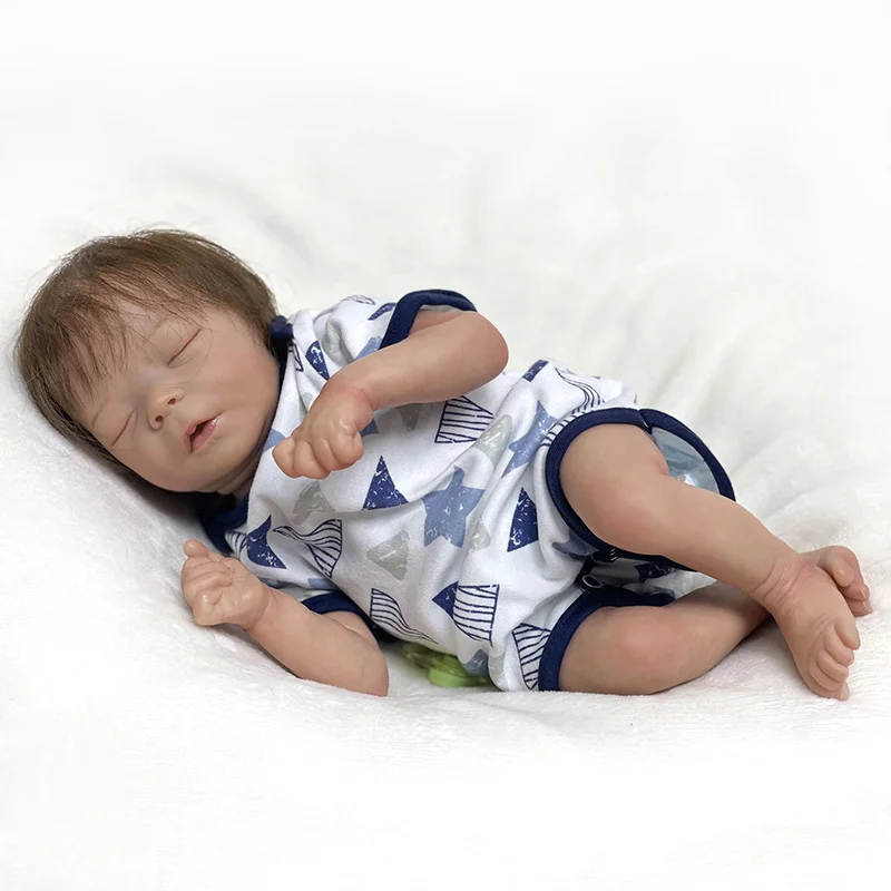 

40CM Bebe Doll Reborn Baby Sleeping Baby Cotton Body Rooted Hair