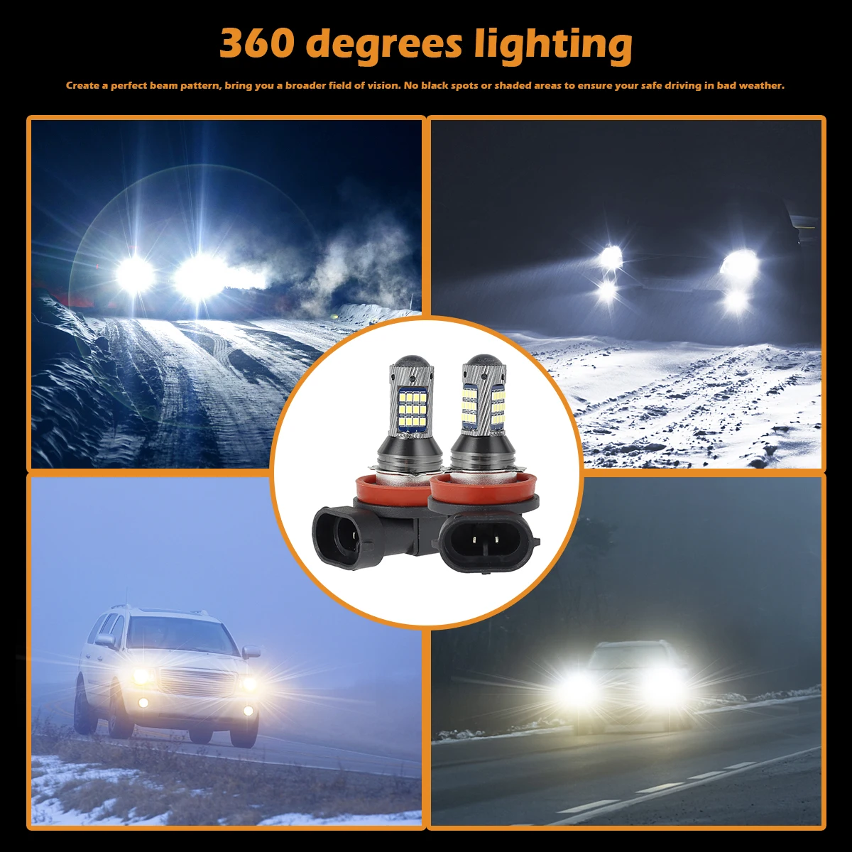 

2Pcs H11 LED Fog Light Bulbs 42W High Power SMD Chip White Car Driving Running Lamp Bulbs Auto LED Light Car Replacement Bulb