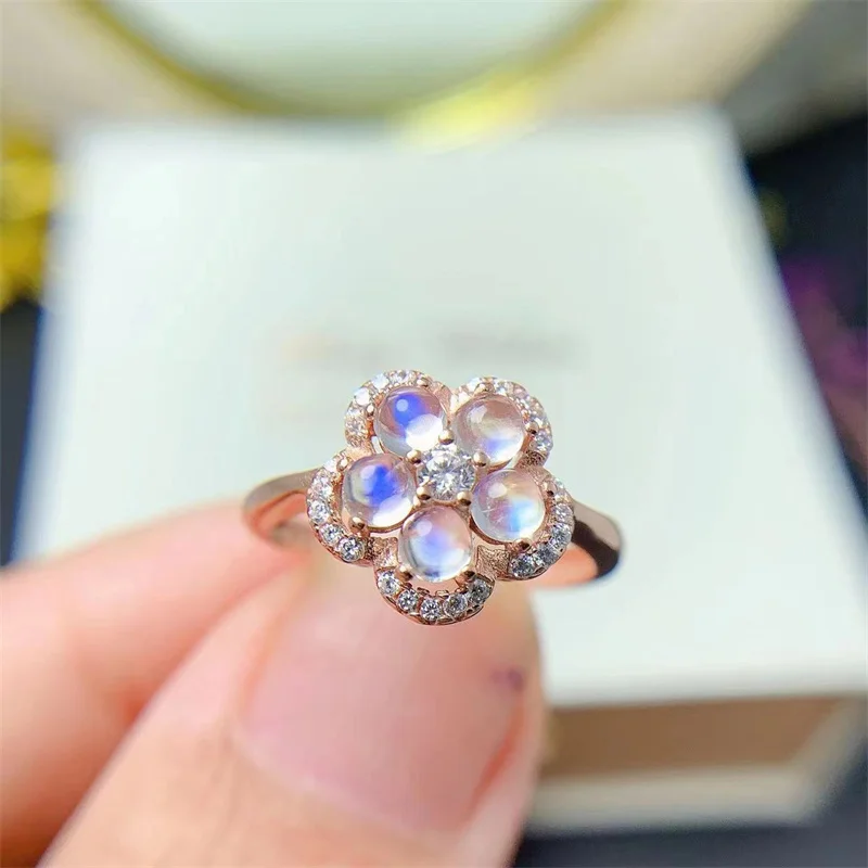 Обручальное кольцо для женщин Натуральный натуральный лунный камень с