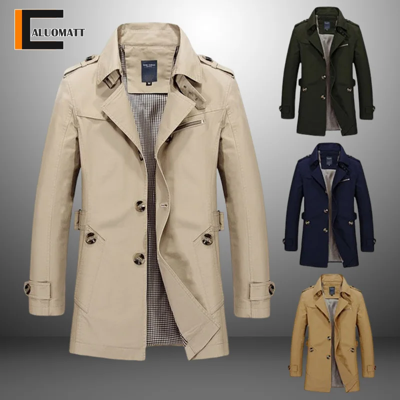 

Spring Autumn Men's New Business Long Jacket 2023 Casual Windbreaker Jacket Men Trench Coat Men Fashion Overcoat