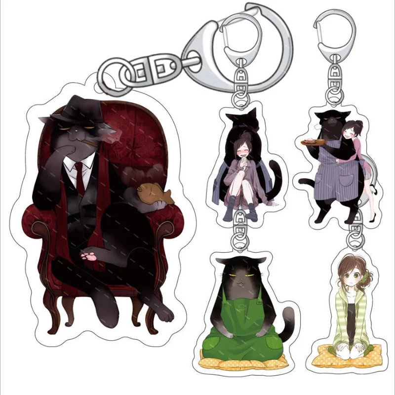 Anime KeyChain Women Dekiru Neko Ha Kyou Mo Yuuutsu Key Chain for Men Cat Key Ring Acrylic Car Keyring Party Pendant Girls Gift