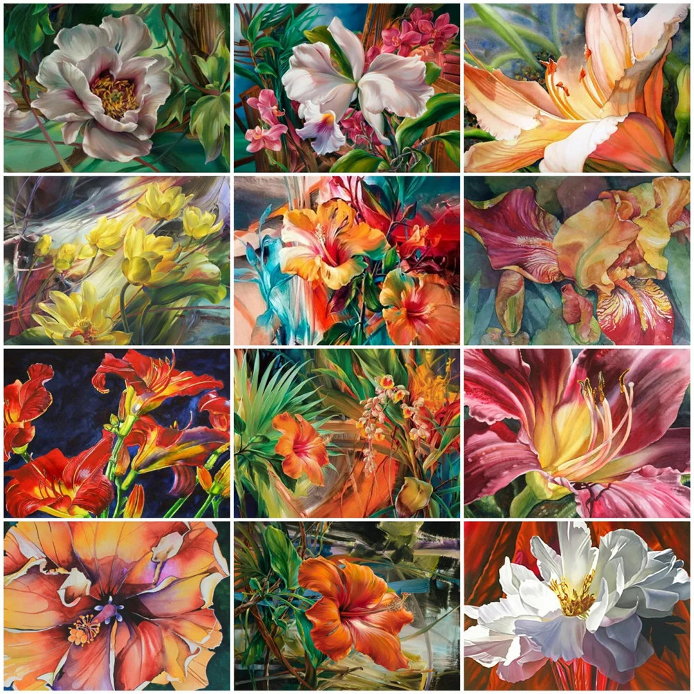 

HUACAN Picture By Numbers Flower DIY Frame Unique Gift Home Decor HandPainted Wall Art Painting By Number For Living Room