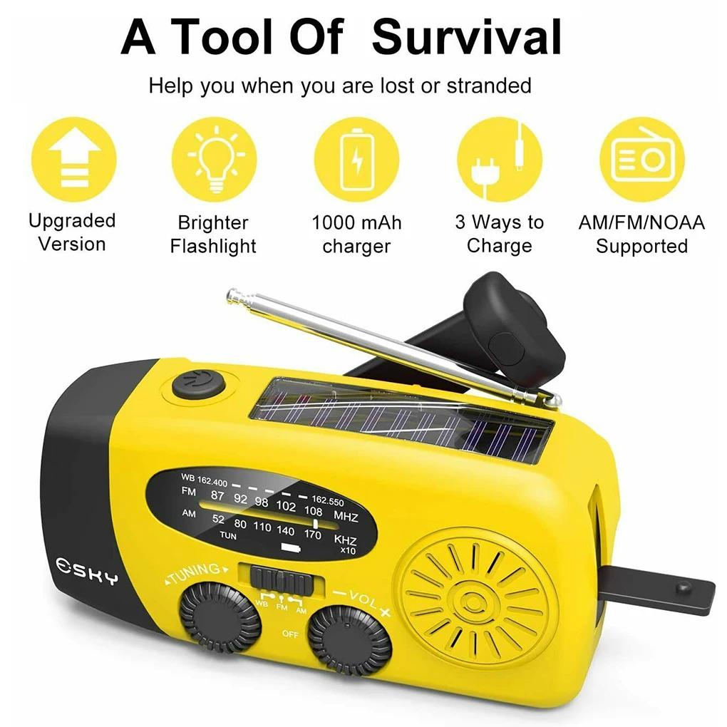 hand crank solar radio am wb portable backpacking outdoor emergency tool led flashlight multifunctional mobile phone charger free global shipping