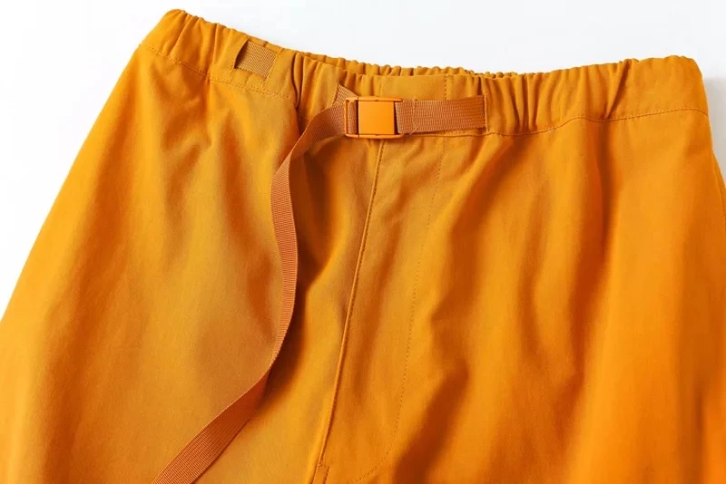 Dave&Di  Street Buckle High Waist Loose Boyfriend Cargo Bermuda Solid Lovers Shorts Women Summer England Style High Shorts