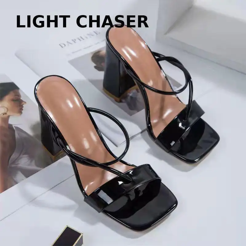 2022 New High Heels Women Sandals Platform Women Slippers Buckle Strap Flip Flops Dress Office Ladies Wedding Shoes Large Size