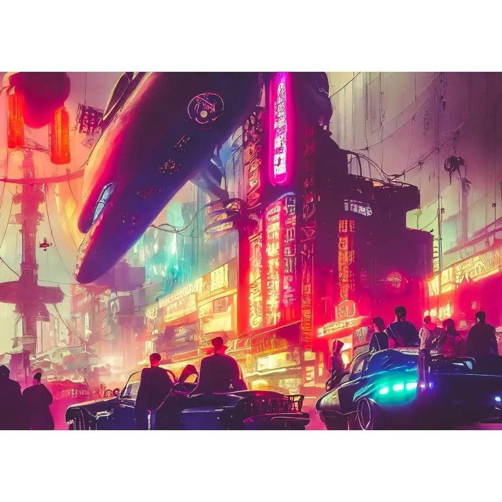 

Концепция искусства города киберпанк, постеры и фотообои, художественные картины для гостиной, домашний декор